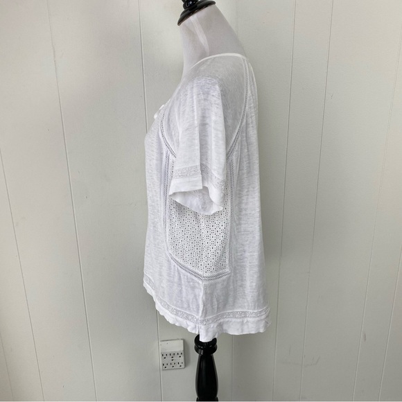 WRAP LONDON Women's 100% LINEN Casual Top White US Sz 12 Tie Neck Bohemian - Picture 9 of 13